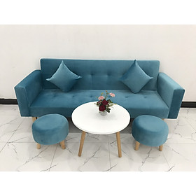 Mua Bộ ghế sofa bed TV bật giường nằm xanh dương vải nhung nhiều kích cỡ