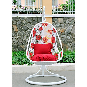 Mua Xích đu mây nhựa - kiểu đồng tiền phối màu trắng đỏ