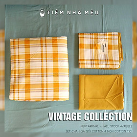 Bộ Chăn Ga Gối Cotton TiCi m6/m8/2m-Tiệm Nhà MêuSet 4 Món HOẠ TIẾT GINGHAM Hàn Quốc
