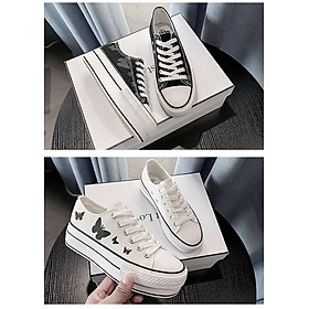 Giày Sneaker Nữ Đế Độn Chất Vải Hình Bướm Phản Quang Cực Ôm Chân, Dễ Phối Đồ 8278