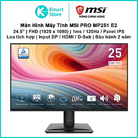 Mua Màn hình máy tính MSI Pro MP251 E2 / MP251W E2 | 24.5  FHD 1920 x 1080 120Hz /1ms/ IPS | Loa tích hợp | DP/HDMI/VGA | Bảo hành 2 năm | Hàng Chính Hãng