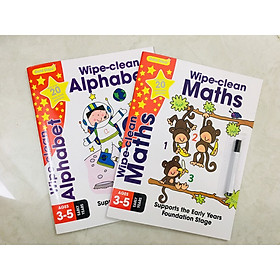 Sách: Combo 2 cuốn Wipe Clean Maths – Alphabet – Sách viết xóa cho trẻ 3-6 tuổi