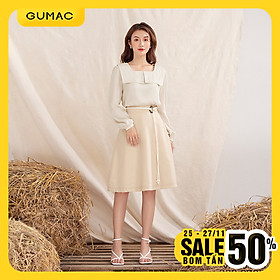 Chân váy nữ VA10105 GUMAC thiết kế xòe phối phụ kiện