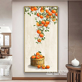 (ẢNH THẬT) Tranh treo tường cành hồng 9 trang trí decor có khung kèm đinh treo