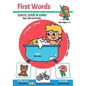 Sách - First Words Learn, Stick & Color - Học, Dán Và Tô Màu - ndbooks