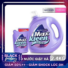 Chai Nước Giặt Xả Maxkleen Hương Huyền Diệu Sạch Khuẩn Thơm Mềm Tiện Lợi & Tiết Kiệm 2.4Kg Tặng Túi 600G