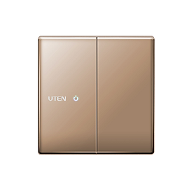 Mua Công tắc vuông Uten - Công Tắc đôi 1 Chiều Uten Z9 mặt kính màu gold màu ghi