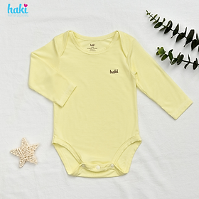 Hình ảnh Body chip dài tay vai chồm vải sợi tre cao cấp HAKI (2,5-12kg); bodysuit cho bé trai bé gái; body cho bé sơ sinh chất liệu Bamboo siêu mềm mịn BB044 