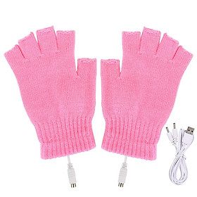 Nữ nam găng tay nhiệt mùa đông ấm USB găng tay nóng bằng ngón tay 5V có thể sạc lại để trượt tuyết thể thao để chạy xe đạp Color: Pink
