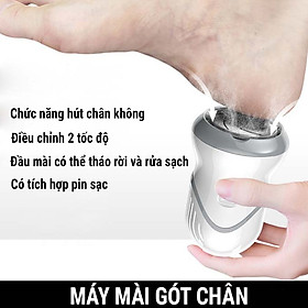 Máy Chà Gót Chân, Mài Gót Chân Siêu Mạnh-Tích Hợp Pin Sạc, Tặng Kèm 3 Đầu Mài