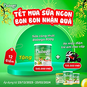 [Combo 12 lon tặng 1 SCT 800gr + quà] Sữa mát tăng cân, cải thiện biếng ăn, táo bón cho bé phát triển toàn diện Babego 0-12 tháng