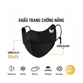 KHẨU TRANG MẶT NẠ CHE GÒ MÁ, CHỐNG TIA CỰC TÍM UPF50+ MÃU MỚI MÀU ĐEN