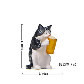 Bộ mô hình mèo uống bia hài hước dễ thương cho các bạn làm móc khóa, trang trí nhà búp bê, tiểu cảnh, DIY