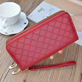 Ví nữ dài cầm tay NEW-0085 kiểu dáng 2 khóa kéo tiện dụng phối hoạ tiết mới độc lạ chất liệu da cao cấp, sáng bóng, bền đẹp, sang trọng