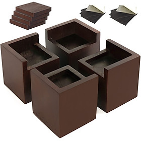 Mua BỘ GỖ NÂNG CHÂN BÀN GHẾ TỦ GIƯỜNG NỘI THẤT BED RISERS  - NÂNG CAO TỪ 6 7 cm ĐẾN 7 7 cm MÀU NÂU (BỘ 4 CÁI)