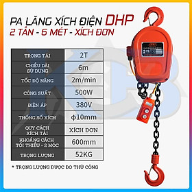 Pa lăng xích điện DHP 380V 3TẤN – 6M