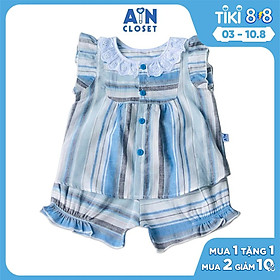 Bộ quần áo ngắn bé họa tiết Kẻ chỉ xanh - AICDBG9QKZF7 - AIN Closet