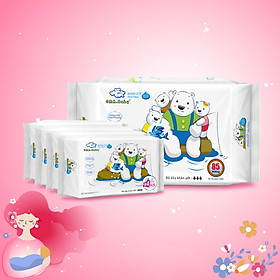 Combo ( 1+ 4) 1 gói 85 tờ + 4 gói 25 tờ Khăn ướt dành cho bé Oma&Baby với công thức Chlorhexidine Digluconate kháng khuẩn an toàn, dịu nhẹ trong khăn - Combo (1+4) Oma&Baby wet wipes ( 85pcs per bag*1 + 25pcs per bag*4)