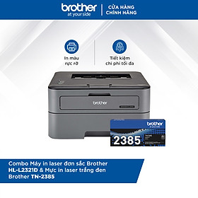 Hàng chính hãng Combo Máy in laser đơn sắc Brother HL-L2321D và Mực in laser trắng đen Brother TN-2385