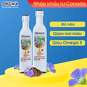 (Set 2 chai) - Dầu hạt lanh ép lạnh bền nhiệt OHAWA - Nhập khẩu Canada - Giàu Omega 3 - Hữu cơ - Lành mạnh - Phù hợp Eat Clean, Trộn salad - Cho bé ăn dặm - Chai 500ml