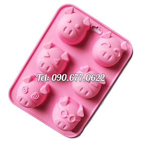 Mua Khuôn silicone làm bánh  rau câu  socola 6 heo con cận thị – Mã số 1074