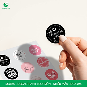 MDTT - D2.5cm - 50 Sticker Thank you, decal Thank you tròn dán hộp carton, tem cám ơn, nhãn dán cảm ơn trang trí gói hàng - Nhiều màu