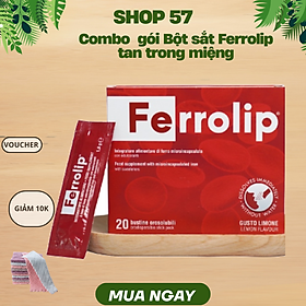 Sắt Bột Buccal Tan Ngay Trong Miệng Ferrolip Hộp 20 gói giành cho người thiếu máu đặc biệt các mẹ sau sinh