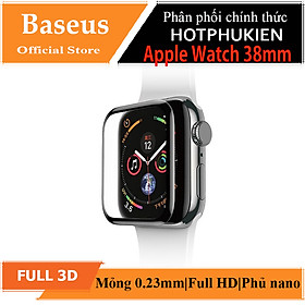 Miếng dán kính cường lực Full 3D BASEUS cho Apple Watch 38mm - Hàng chính hãng