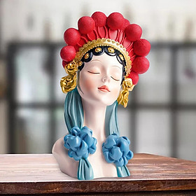 Opera Girls Statue Ornament Handicraft Resin Craft Chinese Traditional Girls Figurine for Office Desktop Bedroom Cabinet Decor