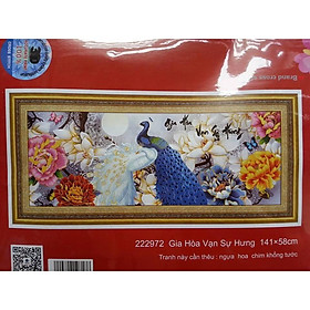 Tranh thêu chữ thập Gia Hoà Vạn Sự Hưng 222972-141x58cm