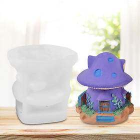DIY Resin Casting Model, Mushroom House Silicone Model, Table Decor Crafting, Plaster, Statue, 3D Silicone Candle Making Model
