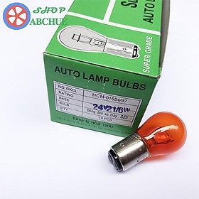 Hộp 10 Bóng Xi Nhan Ô Tô Màu Vàng 2 Tóc 12v 21/6w hoặc 24v 21/6w