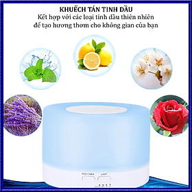 MÁY KHUẾCH TÁN TINH DẦU TRỤ TRONG 500 ML - MÁY XÔNG TINH DẦU PHUN SƯƠNG CHÍNH HÃNG KRISHNA - TẶNG KÈM REMOTE - MÁY XÔNG TINH DẦU SIÊU ÂM PHUN SƯƠNG CHUYÊN DỤNG CHO KHÔNG GIAN LỚN - ĐÈN LED 7 MÀU TRANG TRÍ  RẤT ĐẸP