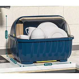 Giá Úp Chén Bát Đĩa Nubie Có Khay Ráo Nước Và Nắp Đậy Chống Bụi Tiện Dụng Cho Nhà Bếp-Size Lớn