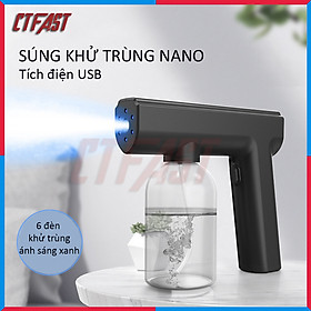 Thiết bị phun khử trùng nano cầm tay CTFAST - 05 : Máy phun khuẩn trùng gia đình tích điện không dây kết hợp ánh sáng xanh an toàn, khử trùng, diệt khuẩn, đuổi muỗi - Hàng chính hãng