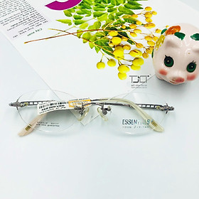 Gọng kính nữ, khoan ốc, phom tròng hình oval, màu bạc, chính hãng essentials E5054L-BT-PNK
