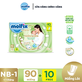 Miếng lót sơ sinh Molfix Thiên nhiên Super Jumbo Newborn 1 (dưới 1 tháng tuổi) - Gói 90+10 miếng 