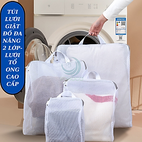 Túi giặt lưới chống biến dạng đồ 3 size– Dạng hộp có quai xách Túi lưới giặt đồ 3D cao cấp Túi giặt vải lưới chống xù – Giữ phom quần áo Túi giặt bảo vệ đồ thời trang – Có tay cầm tiện lợi