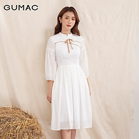 Đầm váy nữ DA10109 GUMAC thiết kế cổ tàu phối viền