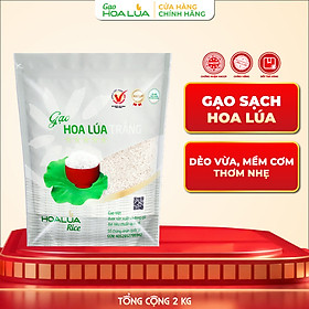 Gạo Hoa Lúa Trắng - Túi 2kg - Dẻo vừa, mềm cơm, thơm nhẹ