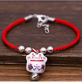 Vòng tay may mắn sợi chỉ đỏ mèo chiêu tài (5 mẫu) đeo tay may mắn phụ kiện nữ thời trang tặng ảnh thiết kế vcone