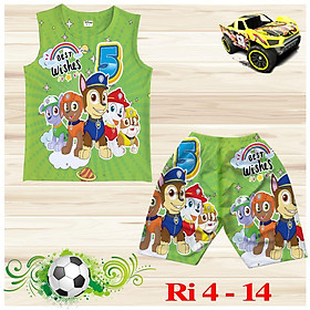 Đồ bộ bé trai, bộ ba lỗ cho bé trai hình Chó cứu hộ bigsize 18-36KG chất thun lạnh Thái cực mát