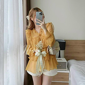 Set Bộ Đồ Nữ Cổ Sơ Mi Kèm Quần Đùi Cực Yêu Phong Cách Trẻ Trung Năng Động