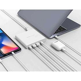 SẠC ĐA NĂNG MACBOOK HYPERJUICE 87W DUAL USB-C/USB A QC3.0 PD87-2C2A - Hàng chính hãng