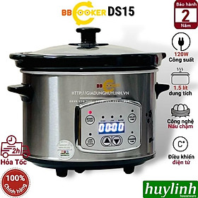 Nồi nấu cháo chậm tự động điện tử BBcooker DS15 - 1.5 lít - Hàng chính hãng - Nồi nấu cháo cho bé, nồi hầm, chưng yến