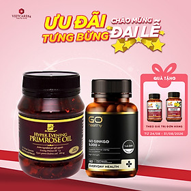Bộ Sản Phẩm Hỗ Trợ Giấc Ngủ Cho Phụ Nữ Trung Niên: Viên Bổ Não Go Ginkgo 9000+ 60 Viên, Viên Uống Nội Tiết Nữ Hyper Evening Primrose Oil 180 Viên