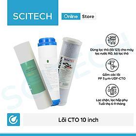 Bộ lõi số 1,2,3 10 inch (Lõi PP-UDF-CTO) - Dùng cho máy lọc nước RO, bộ lọc thô - Hàng chính hãng