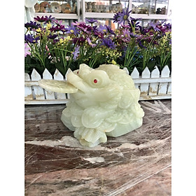 Mua Tượng Cóc Ba Chân  Cóc Ngậm Tiền  Thiềm Thừ phong thủy chiêu tài lộc đá ngọc Onyx - Dài 15 cm