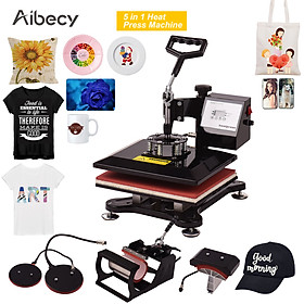 Aibecy 5 in 1 Combo Heat Press Machine Multifunction Sublimation Heat Transfer Machine 360-degree Rotation for