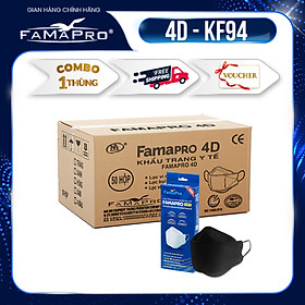 [THÙNG HỘP - FAMAPRO 4D] Khẩu trang y tế kháng khuẩn cao cấp Famapro 4D tiêu chuẩn KF94 (50 hộp/thùng)